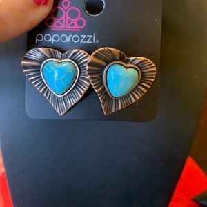 Paparazzi copper and turquoise post back earrings